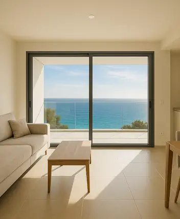 Helles, modernes Apartment mit Balkon und Blick aufs Mittelmeer Helles, modernes Apartment mit Balkon und Blick aufs Mittelmeer